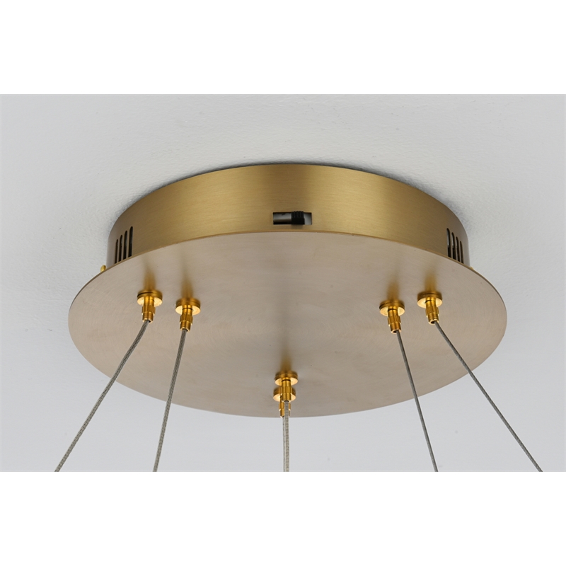 Elegant Lighting Rune 2-Light Metal Adjustable LED Chandelier in Satin Gold