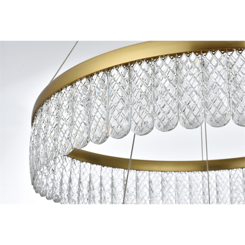 Elegant Lighting Rune 2-Light Metal Adjustable LED Chandelier in Satin Gold