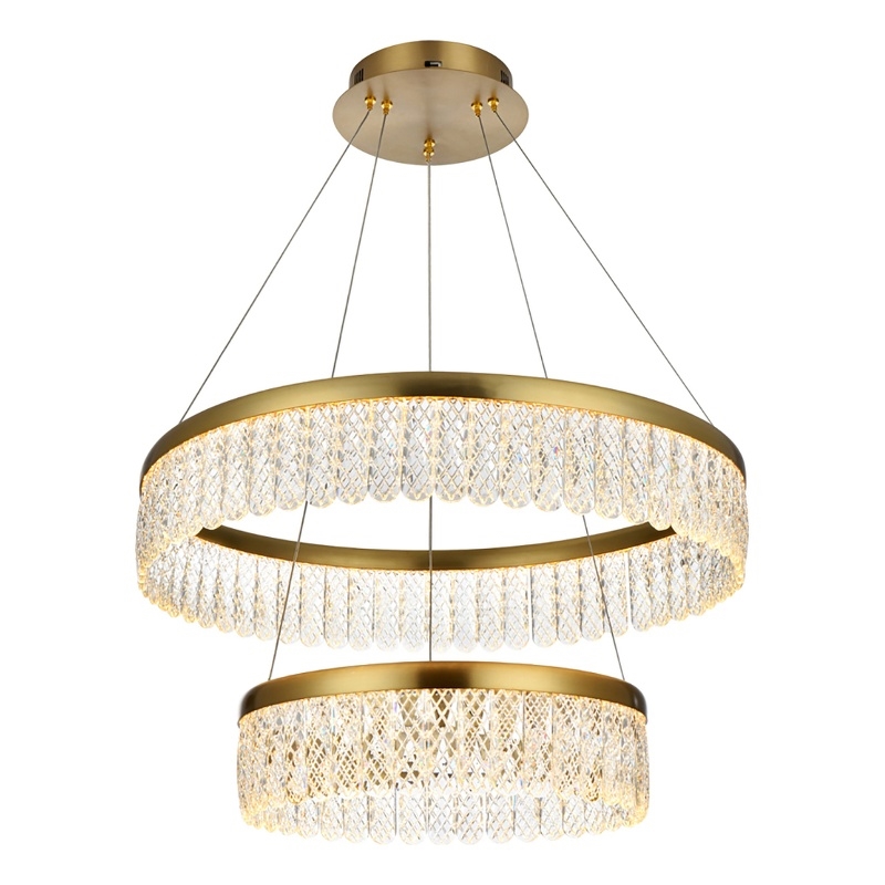 Elegant Lighting Rune 2-Light Metal Adjustable LED Chandelier in Satin Gold