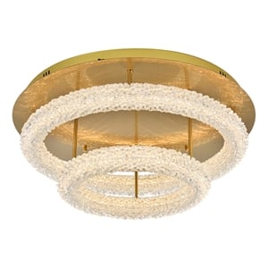 Elegant Lighting Bowen 26&quot 2-Light Metal Adjustable LED Flush Mount in Gold