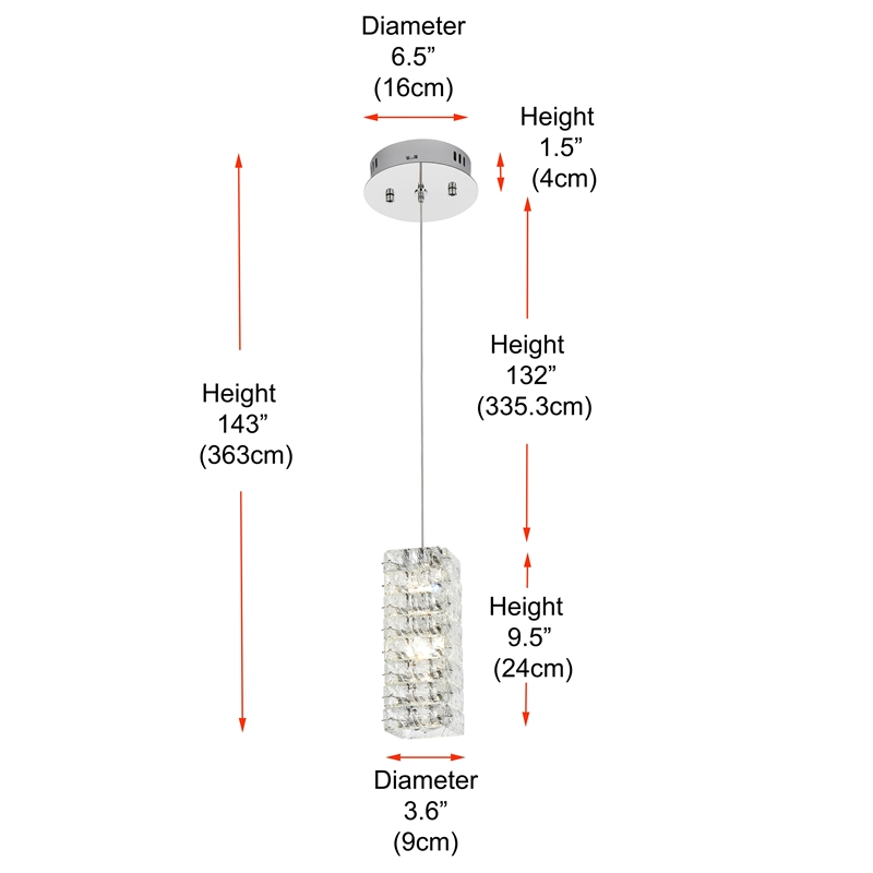 Elegant Lighting Aston 6.5 Inch Led Pendant In Chrome