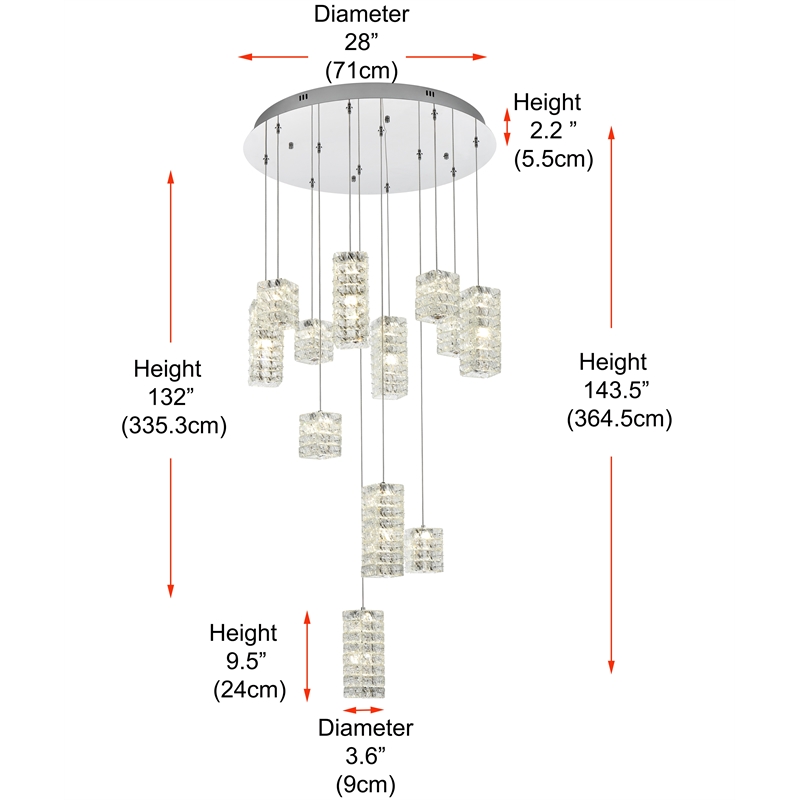 Elegant Lighting Aston 28 Inch Led Pendant In Chrome