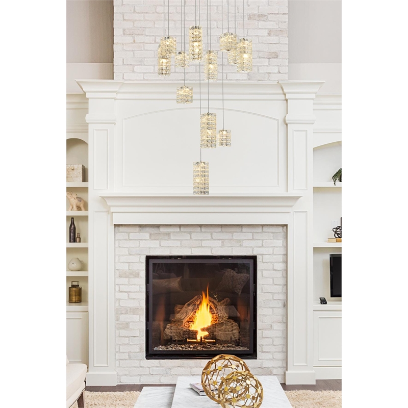Elegant Lighting Aston 28 Inch Led Pendant In Chrome