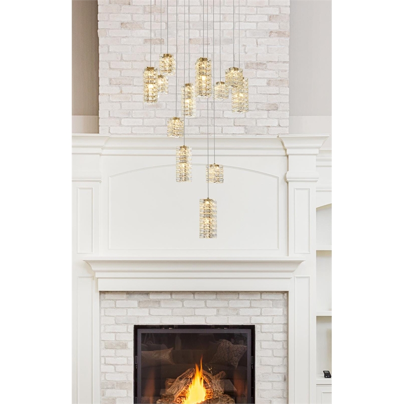 Elegant Lighting Aston 28 Inch Led Pendant In Satin Gold