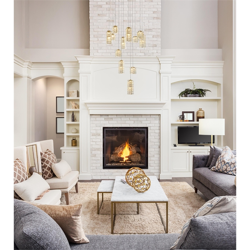 Elegant Lighting Aston 28 Inch Led Pendant In Satin Gold