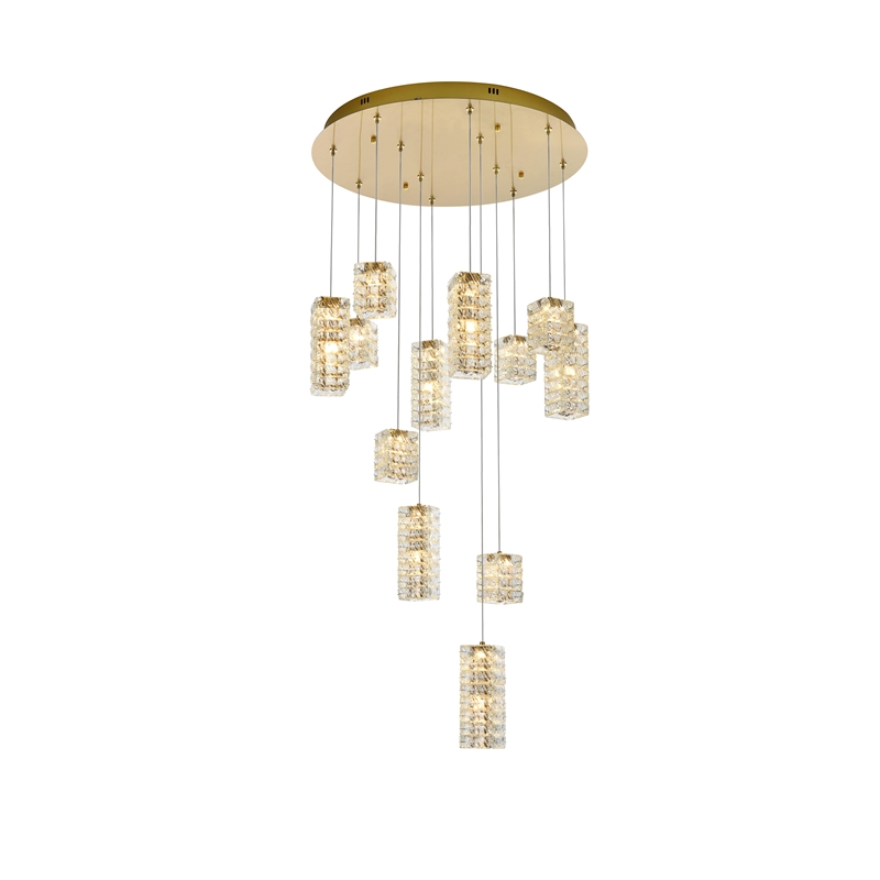 Elegant Lighting Aston 28 Inch Led Pendant In Satin Gold