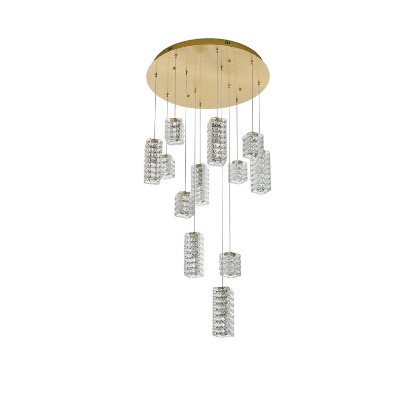 Elegant Lighting Aston 28 Inch Led Pendant In Satin Gold