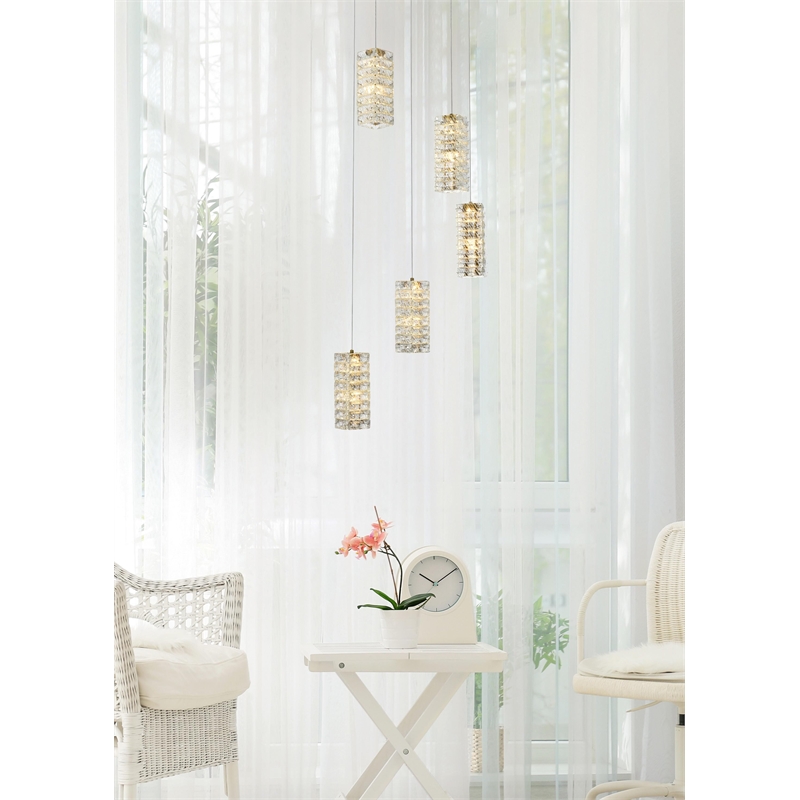 Elegant Lighting Aston 20 Inch Led Pendant In Satin Gold