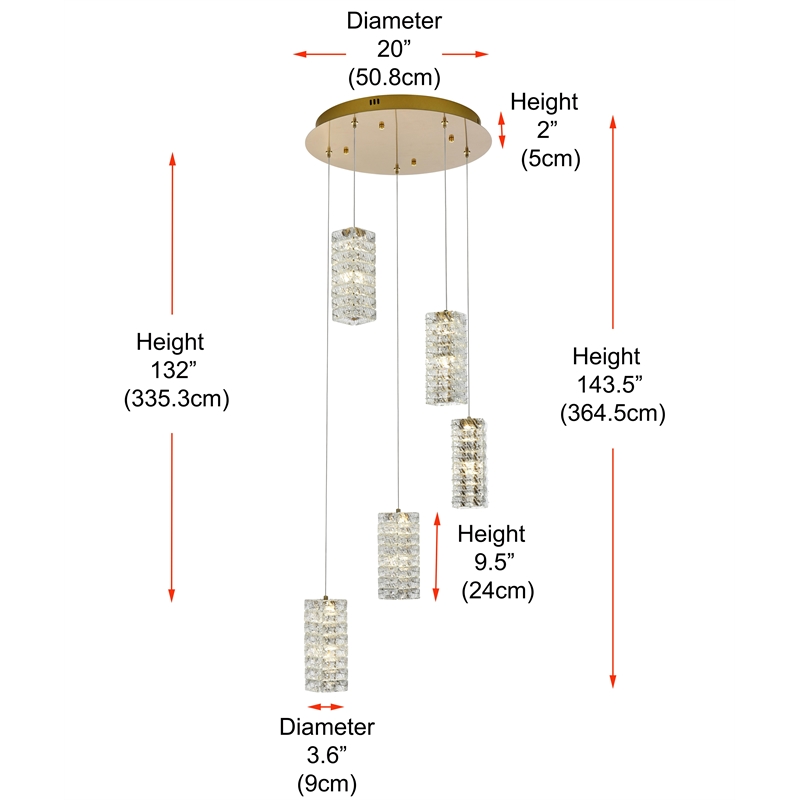 Elegant Lighting Aston 20 Inch Led Pendant In Satin Gold