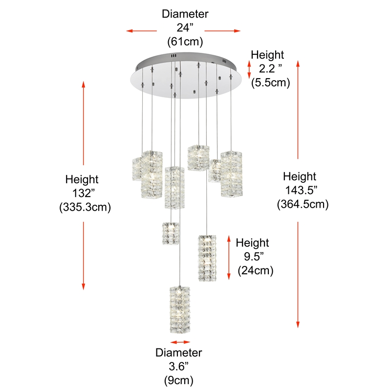 Elegant Lighting Aston 24 Inch Led Pendant In Chrome