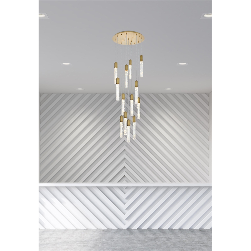 Elegant Lighting Aurora 30 Inch Chandelier In Satin Gold