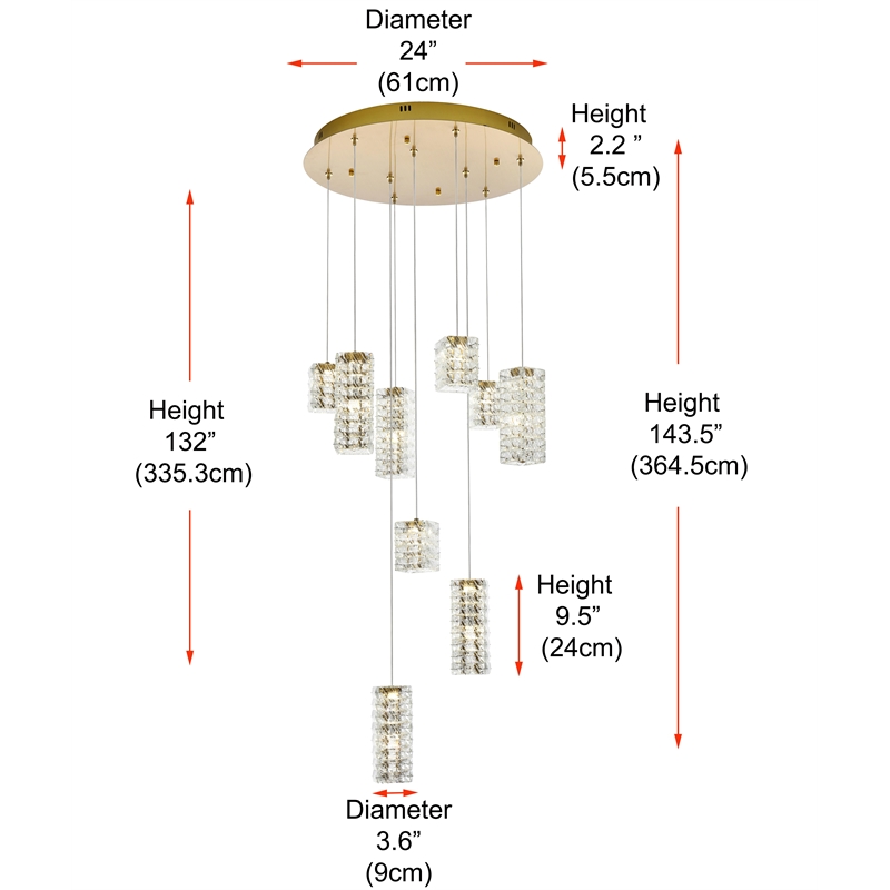 Elegant Lighting Aston 24 Inch Led Pendant In Satin Gold