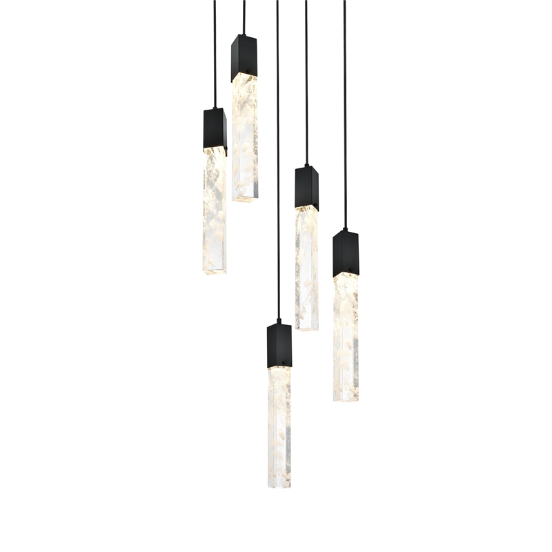 Elegant Lighting Aurora 16 Inch Pendant In Black