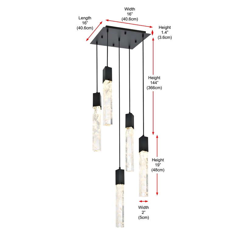 Elegant Lighting Aurora 16 Inch Pendant In Black