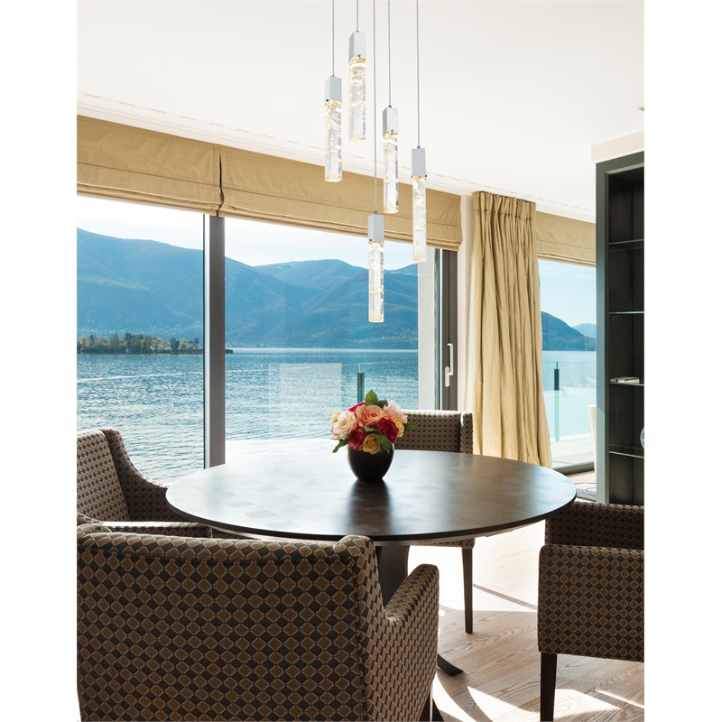 Elegant Lighting Aurora 16 Inch Pendant In Chrome