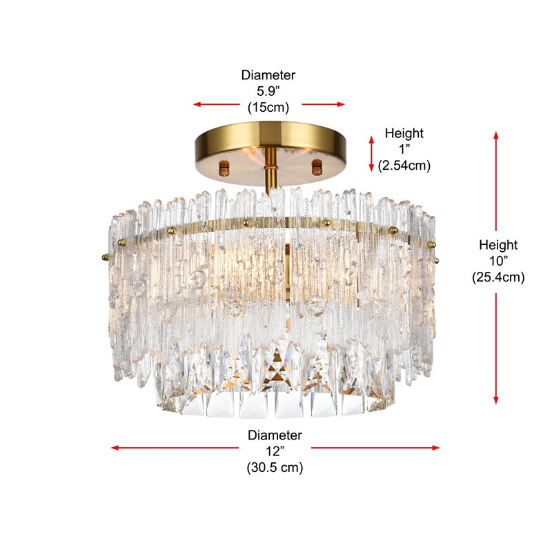 Elegant Lighting Emilia 12 Inch Flush Mount In Satin Gold