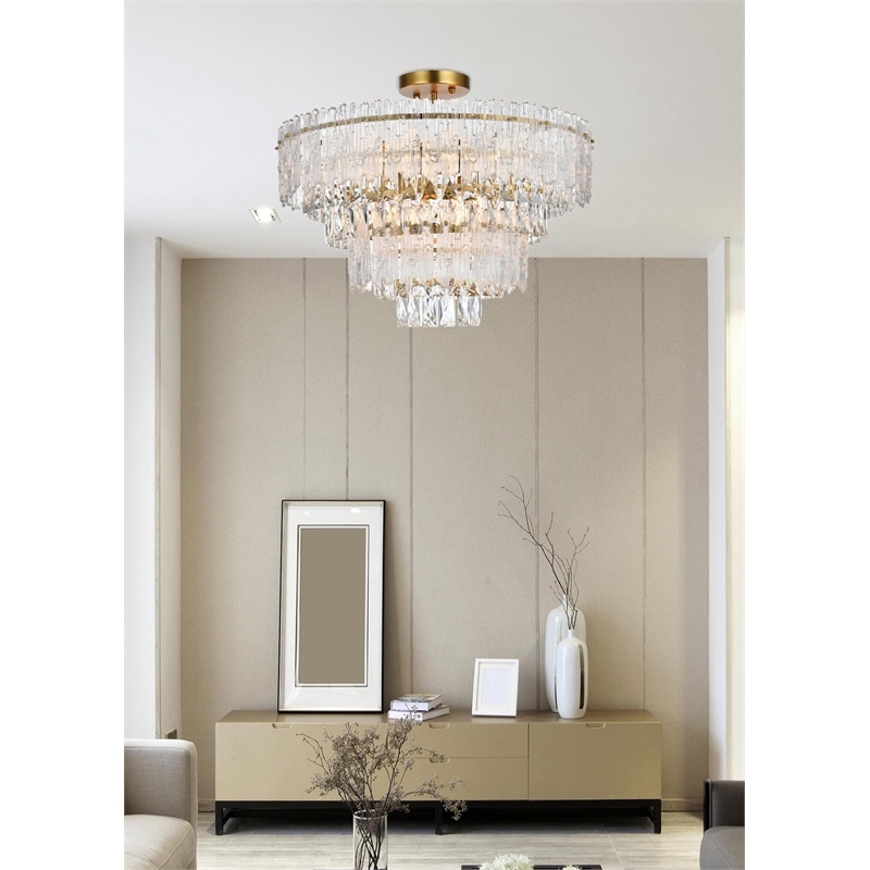 Elegant Lighting Emilia 25 Inch Flush Mount In Satin Gold