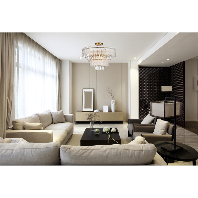 Elegant Lighting Emilia 25 Inch Flush Mount In Satin Gold