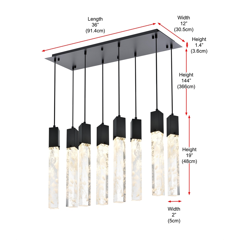 Elegant Lighting Aurora 36 Inch Pendant In Black