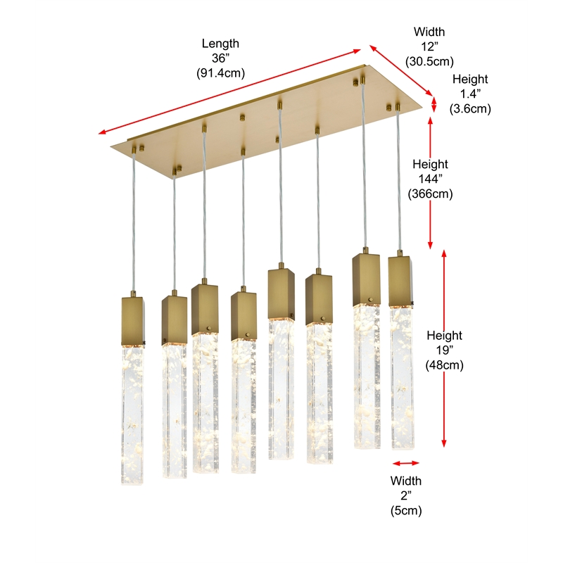 Elegant Lighting Aurora 36 Inch Pendant In Satin Gold
