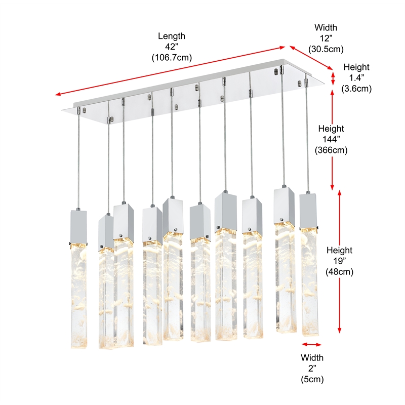 Elegant Lighting Aurora 42 Inch Pendant In Chrome