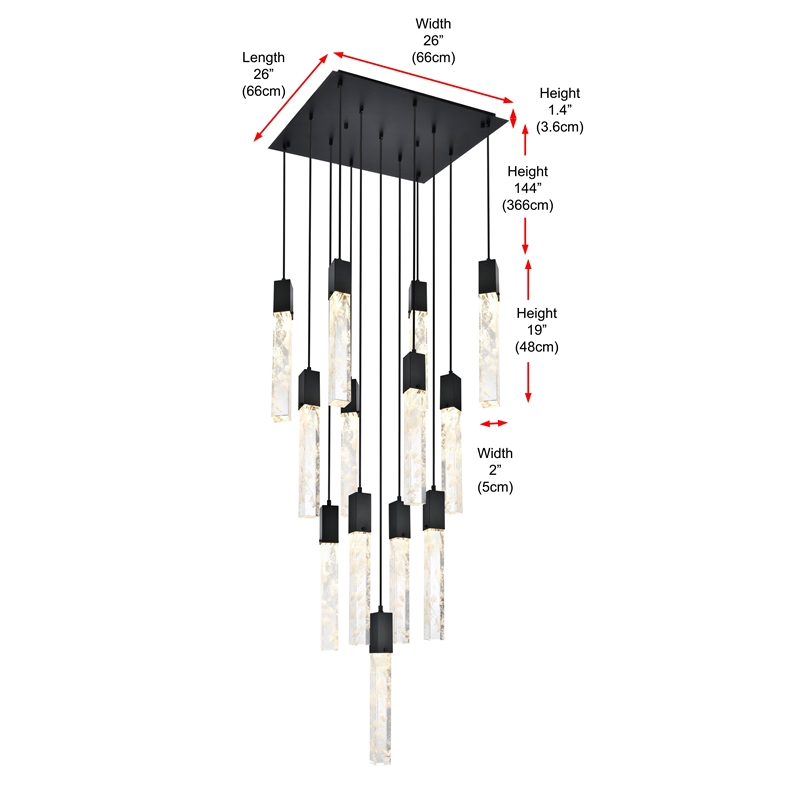 Elegant Lighting Aurora 26 Inch Pendant In Black