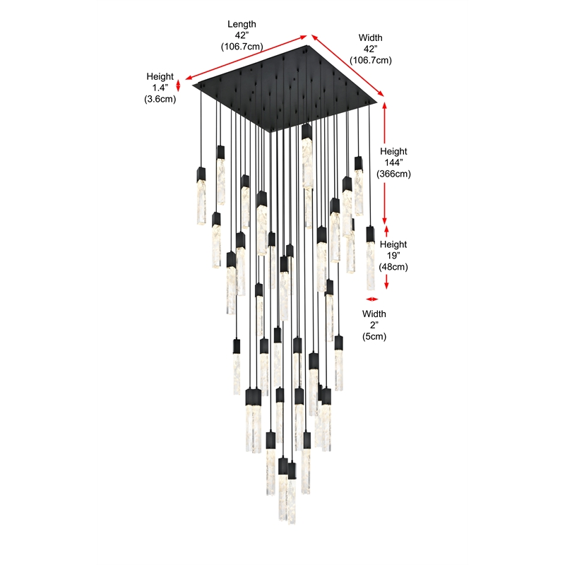Elegant Lighting Aurora 42 Inch Chandelier In Black