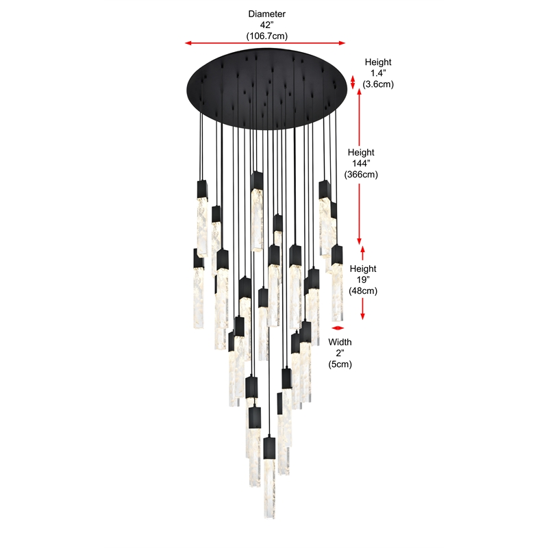 Elegant Lighting Aurora 42 Inch Chandelier In Black