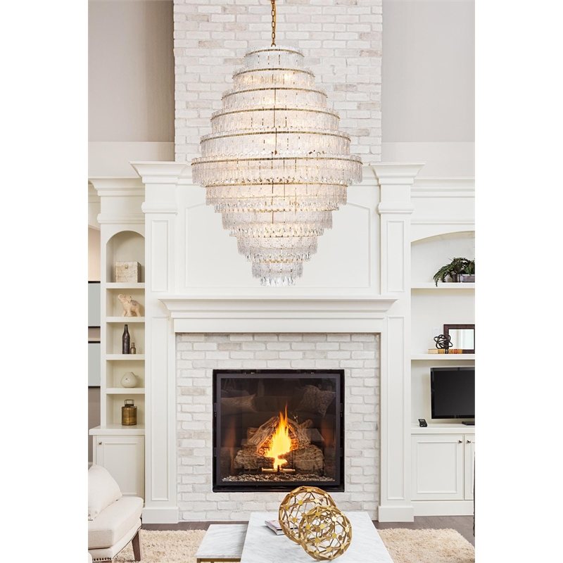 Elegant Lighting Emilia 42 Inch Chandelier In Satin Gold