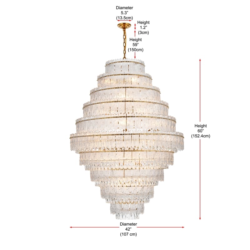 Elegant Lighting Emilia 42 Inch Chandelier In Satin Gold