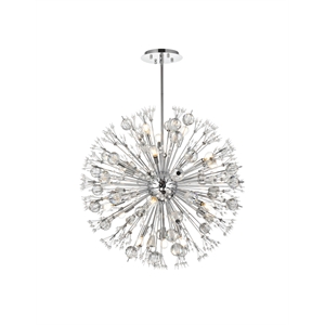Elegant Lighting Vera 32&quot Crystal Starburst Round Pendant In Chrome
