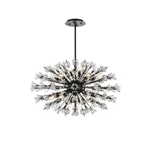 Elegant Lighting Vera 36&quot Crystal Starburst Oval Pendant In Black