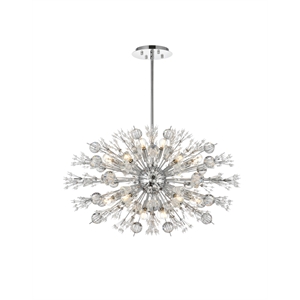 Elegant Lighting Vera 36&quot Crystal Starburst Oval Pendant In Chrome