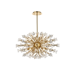 Elegant Lighting Vera 36&quot Crystal Starburst Oval Pendant In Gold