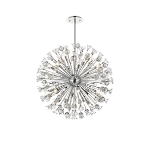 Elegant Lighting Vera 38&quot Crystal Starburst Round Pendant In Chrome