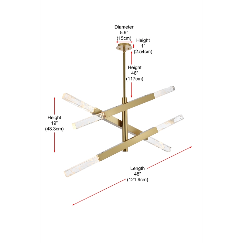 Elegant Lighting Ari 3-Bar Pendant in Satin Gold
