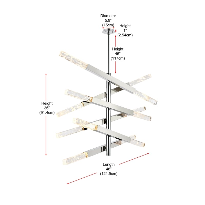 Elegant Lighting Ari 6-Bar Pendant in Chrome