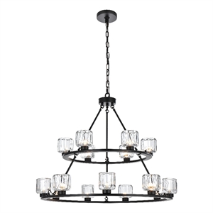 Elegant Lighting Cadence 36&quot Two-Tier Chandelier in Black