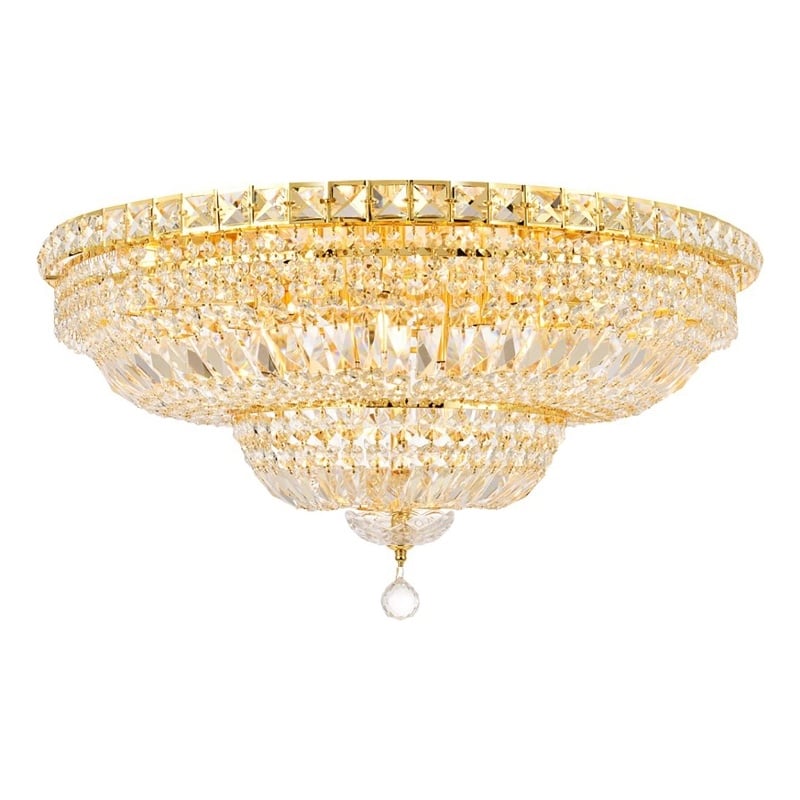 Elegant Lighting Tranquil 18-Light Metal & Crystal Flush Mount in Gold