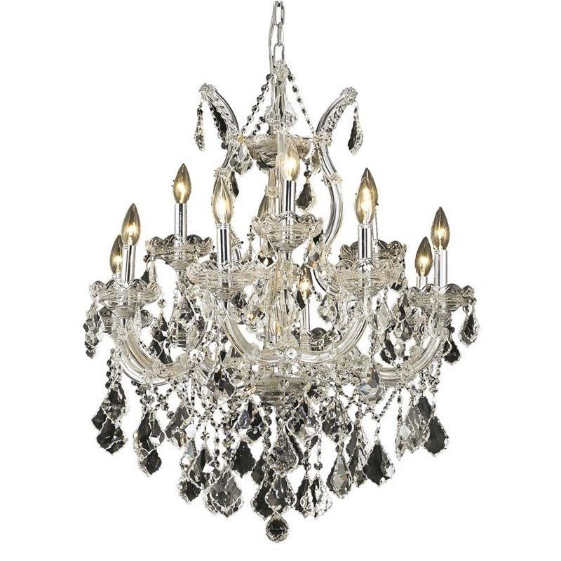 Elegant Lighting Maria Theresa 13 Light Glass Royal Crystal Chandelier in Chrome