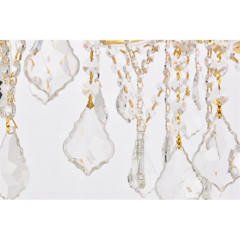 Elegant Lighting Maria Theresa 13 Light Glass Royal Crystal Chandelier in Gold