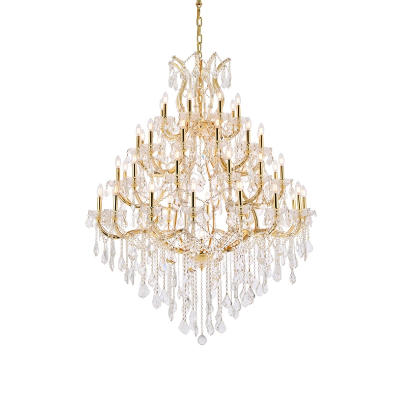 Elegant Lighting Maria Theresa 49-Light Crystal Glass Chandelier in Gold/Clear