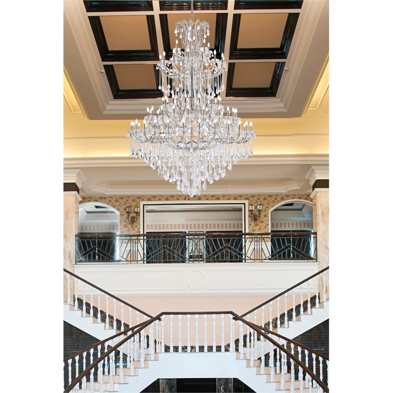Elegant Lighting Maria Theresa 84 Light Glass Royal Crystal Chandelier in Chrome