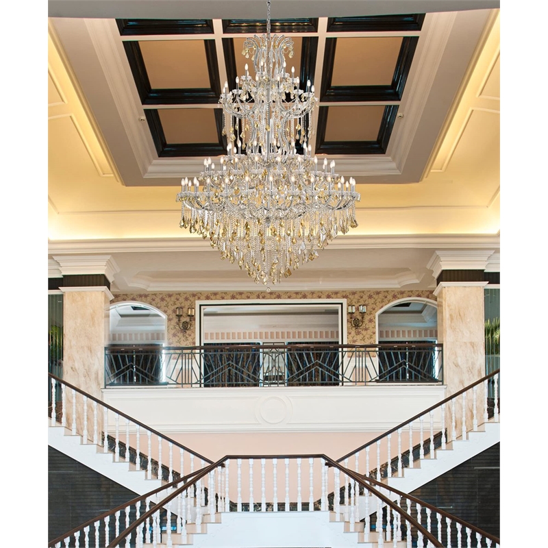 Elegant Lighting Maria Theresa 84 Light Glass Royal Crystal Chandelier in Chrome