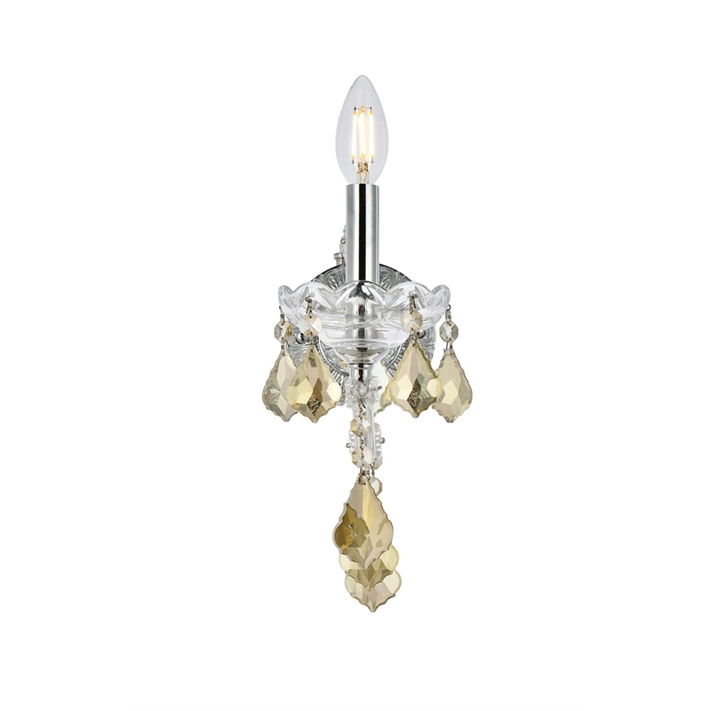 Elegant Lighting Maria Theresa Royal Crystal Golden Teak Wall Sconce
