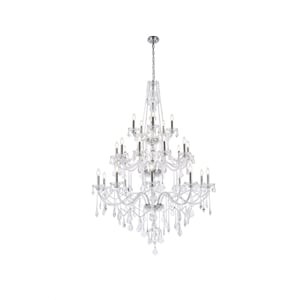 Elegant Lighting Verona 43&quot 25 Light Royal Crystal Chandelier in Chrome