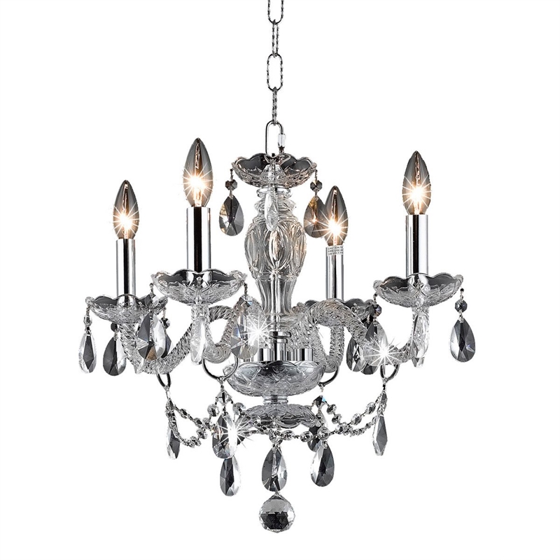 Elegant Lighting Princeton 4 Light Royal Crystal Chandelier in Chrome