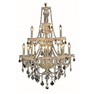 Elegant Lighting Giselle 28&quot 12 Light Royal Crystal Chandelier in Gold