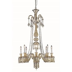 Elegant Lighting Majestic 32&quot 8 Light Elegant Crystal Chandelier in Golden Teak