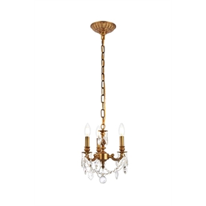 Elegant Lighting Lillie 10&quot 3 Light Royal Crystal Chandelier